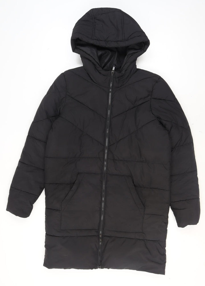 Noisy May Women's Black Long Hooded Puffer Coat Size M
