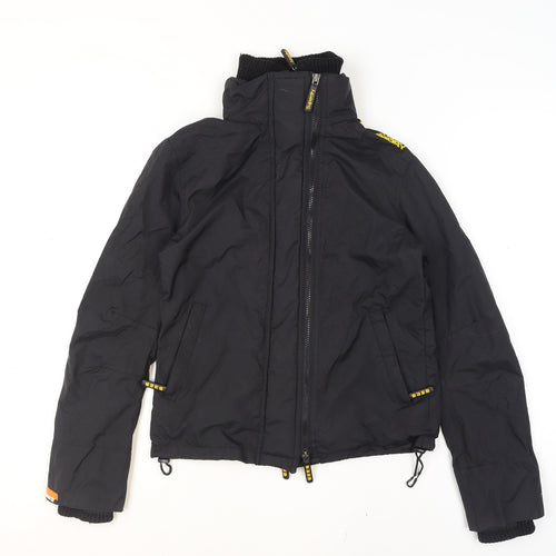 Superdry Women Black Medium Bomber Jacket Windproof Zip Lined
