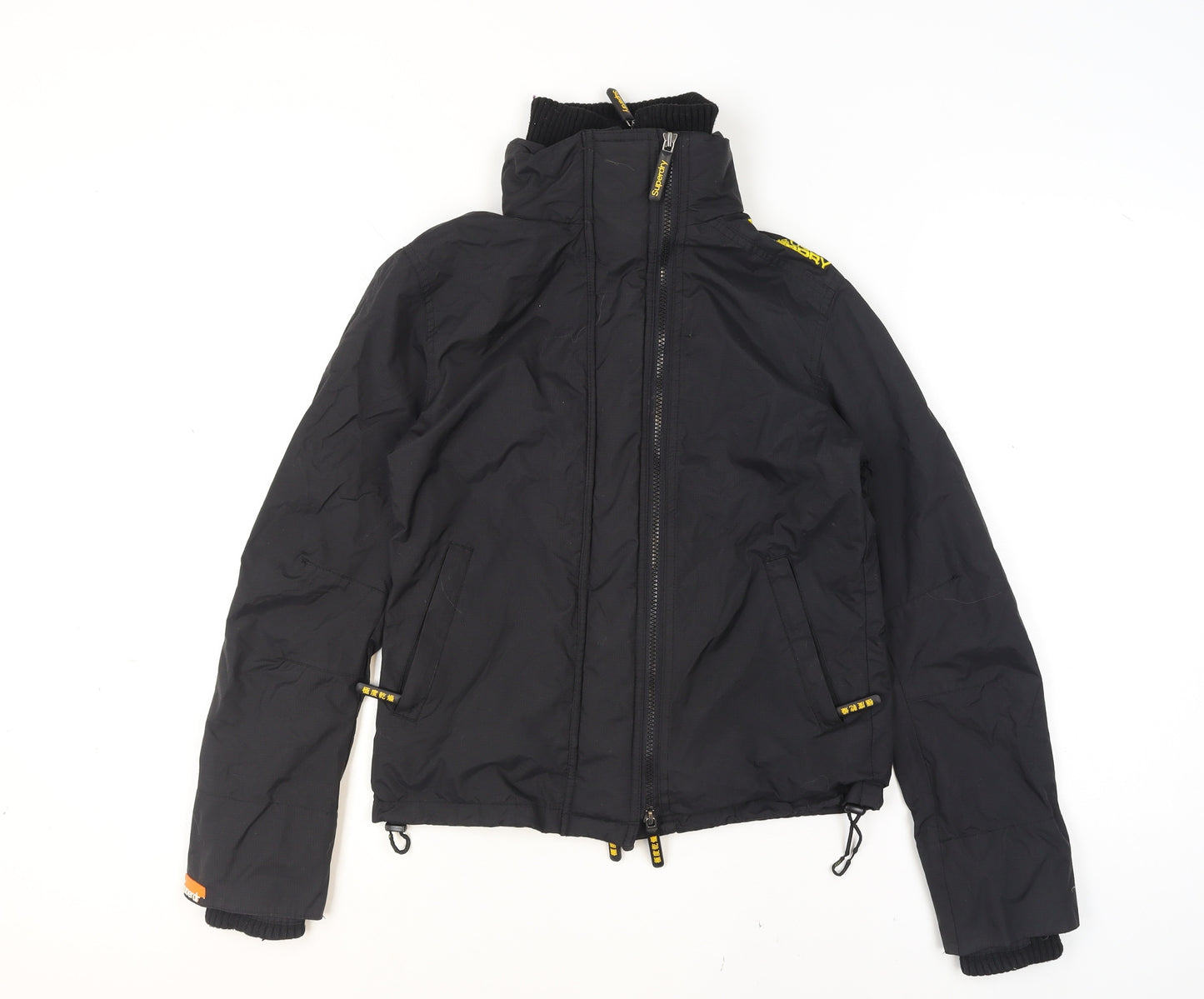 Superdry Women Black Medium Bomber Jacket Windproof Zip Lined