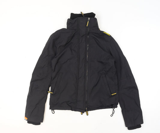Superdry Women Black Medium Bomber Jacket Windproof Zip Lined