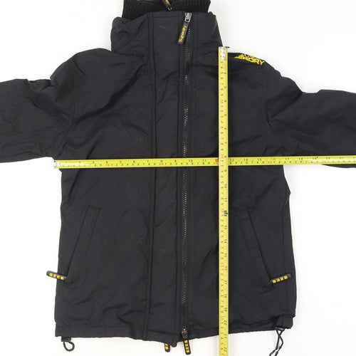Superdry Women Black Medium Bomber Jacket Windproof Zip Lined