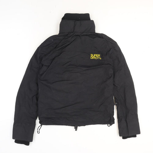 Superdry Women Black Medium Bomber Jacket Windproof Zip Lined