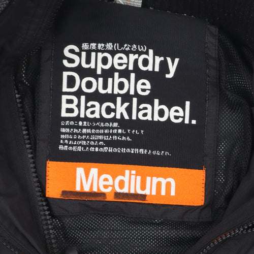 Superdry Women Black Medium Bomber Jacket Windproof Zip Lined