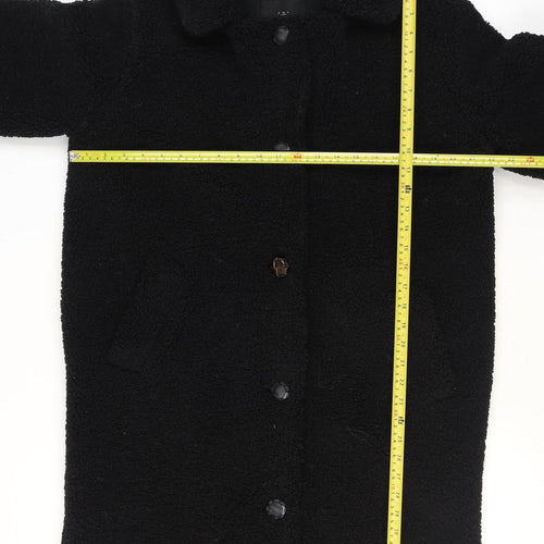 DECJUBA Unisex Black Fleece Button Mid-Length Overcoat S