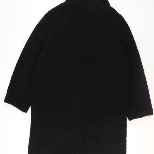 DECJUBA Unisex Black Fleece Button Mid-Length Overcoat S