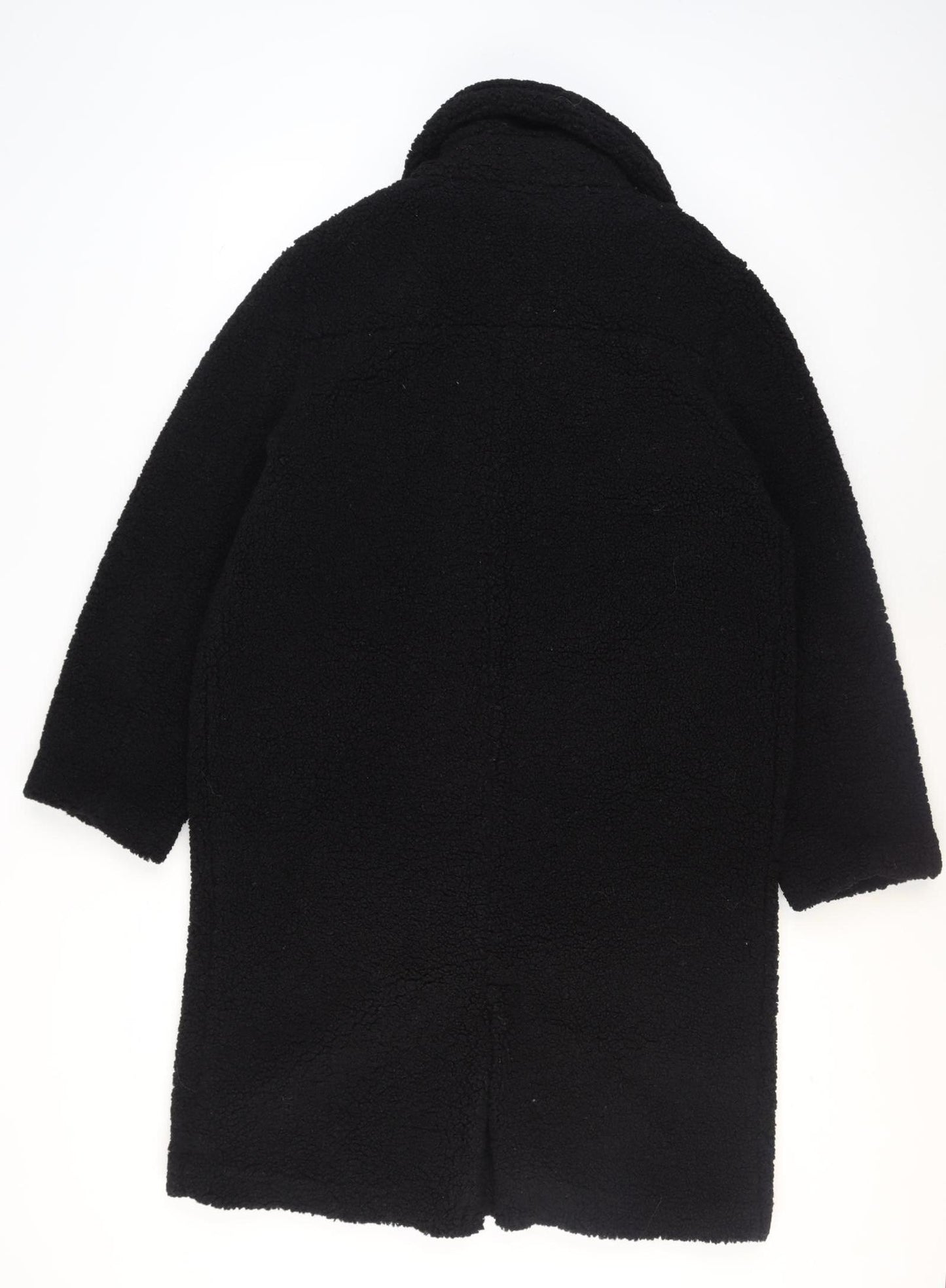 DECJUBA Unisex Black Fleece Button Mid-Length Overcoat S