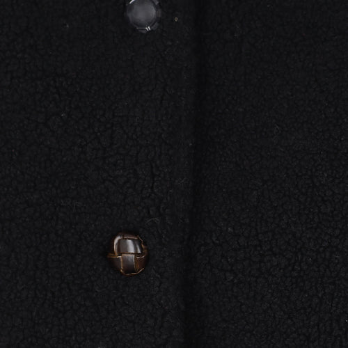 DECJUBA Unisex Black Fleece Button Mid-Length Overcoat S