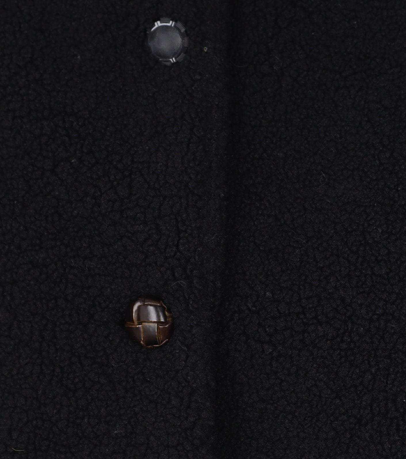DECJUBA Unisex Black Fleece Button Mid-Length Overcoat S