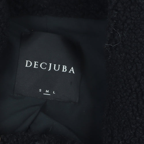 DECJUBA Unisex Black Fleece Button Mid-Length Overcoat S