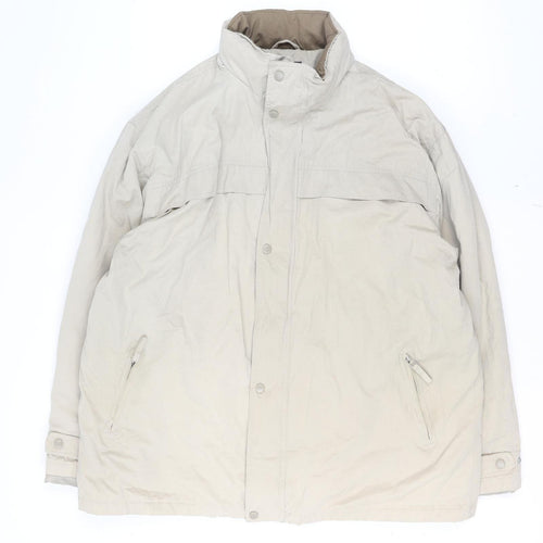 Armando Mens Beige 2XL Parka Jacket Cotton Blend Lined Winter Coat