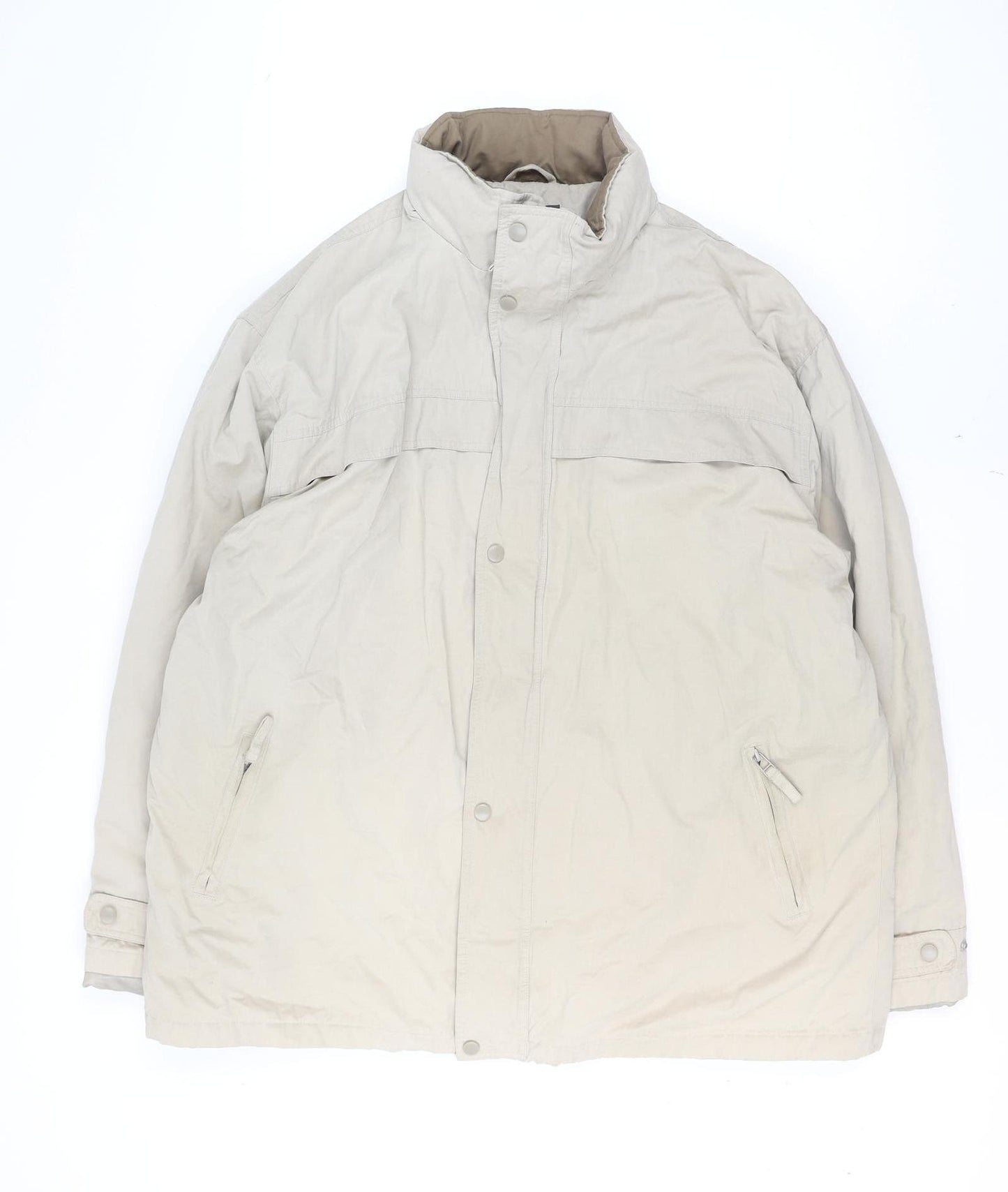 Armando Mens Beige 2XL Parka Jacket Cotton Blend Lined Winter Coat