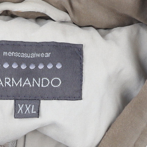 Armando Mens Beige 2XL Parka Jacket Cotton Blend Lined Winter Coat