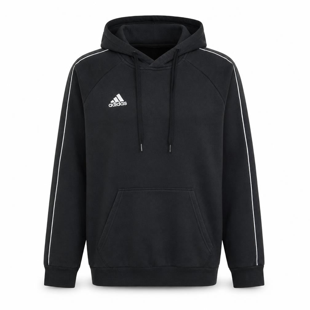Front view of Adidas Men's Black Pullover Hoodie Medium Sports Fleece