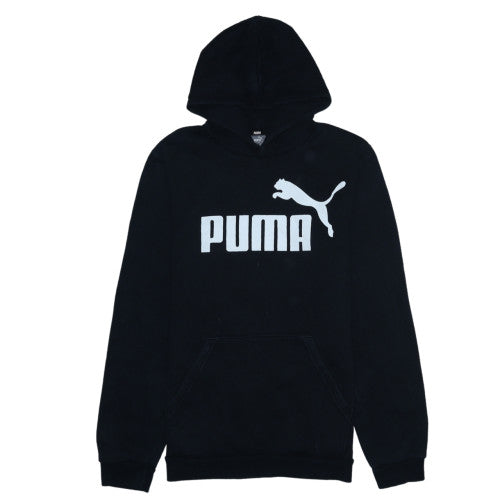 Puma Boys Black Pullover Hoodie Size 15-16 Years Fleece Logo Sweatshirt