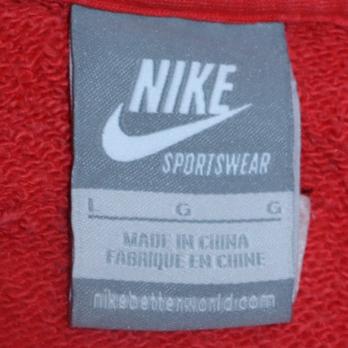 Nike Mens Red Pullover Hoodie L Sportswear Graphic Fleece