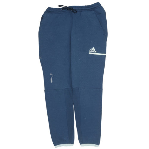 Adidas Men Blue L Jogger Activewear Tapered Fleece Trousers