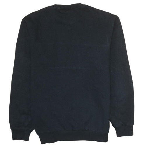 Adidas Mens Black Grey Crew Neck Logo Pullover Sweatshirt S