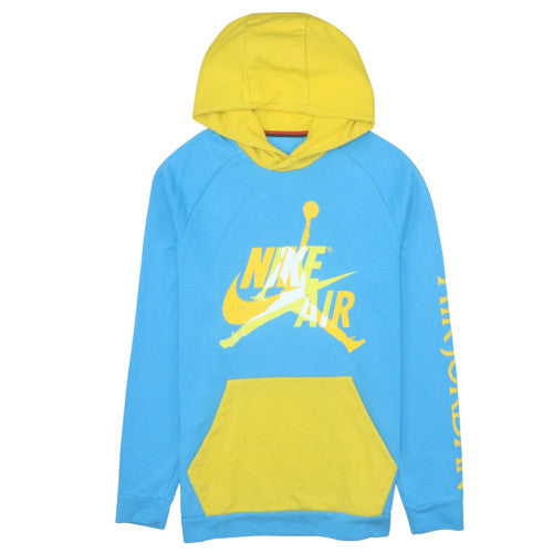 Nike Air Jordan Men’s Blue Yellow Pullover Hoodie Size L