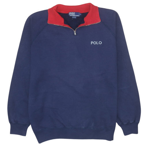 Polo Ralph Lauren Men’s Blue Red 1/4 Zip Sweatshirt Size L