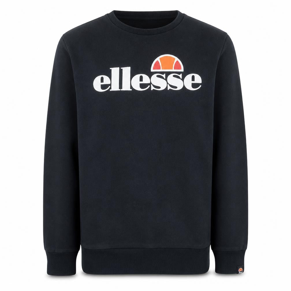 Front view of Ellesse boys’ black 16 years pullover sweatshirt with logo print