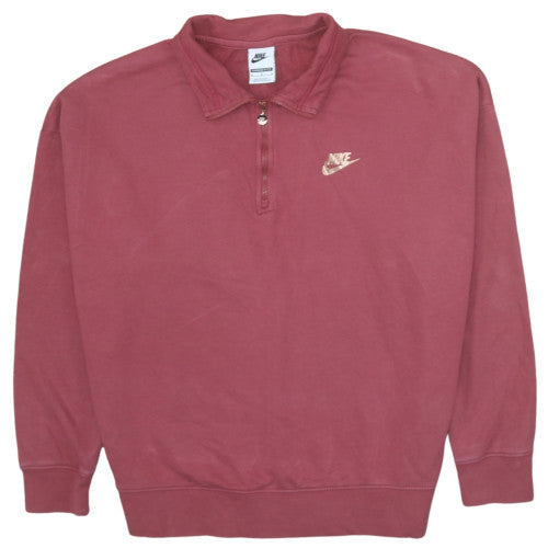 Nike Women’s Burgundy 1/4 Zip Oversized Sweatshirt M Cotton Blend