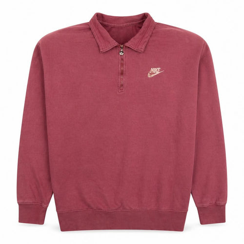 Nike Women’s Burgundy 1/4 Zip Oversized Sweatshirt M Cotton Blend