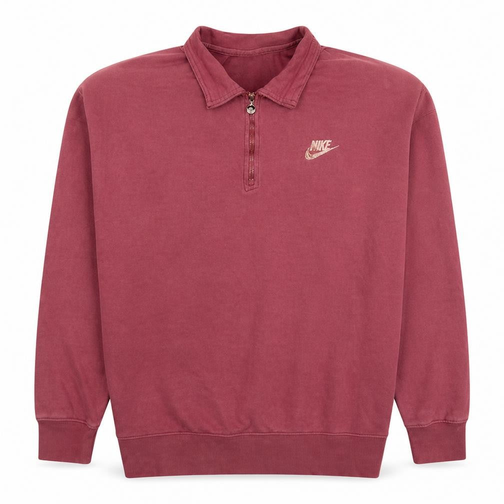 Nike Women’s Burgundy 1/4 Zip Oversized Sweatshirt M Cotton Blend