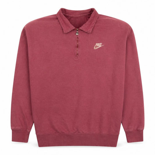 Front view of Nike Women’s Burgundy 1/4 Zip Oversized Sweatshirt M Cotton Blend