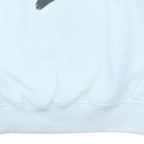 Cropp Men's White Graphic Hoodie M Pullover Gothic Cat Print