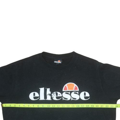Ellesse Womens Black Crew Neck Pullover Sweatshirt UK 14 Cotton Blend