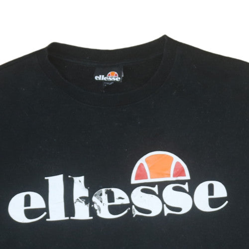 Ellesse Womens Black Crew Neck Pullover Sweatshirt UK 14 Cotton Blend