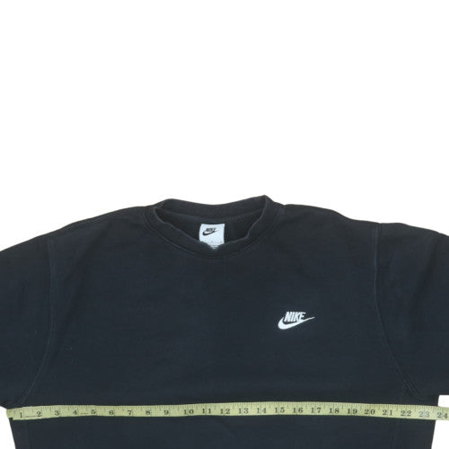 Nike Women Black M Crew Neck Pullover Sweatshirt Cotton Blend