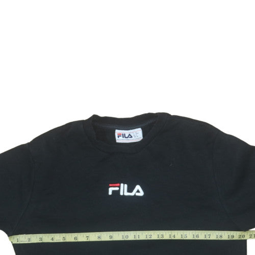 Fila Womens Black Small Pullover Sweatshirt Cotton Blend Logo
