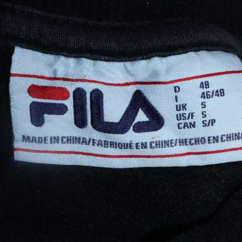 Fila Womens Black Small Pullover Sweatshirt Cotton Blend Logo