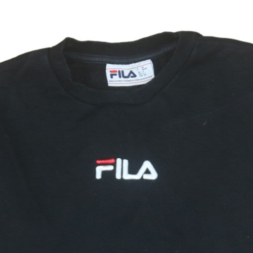 Fila Womens Black Small Pullover Sweatshirt Cotton Blend Logo