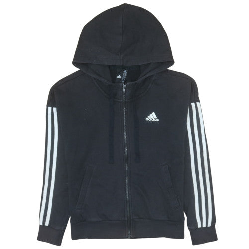 Adidas Womens Black XS Full Zip Hoodie with Logo & Pockets