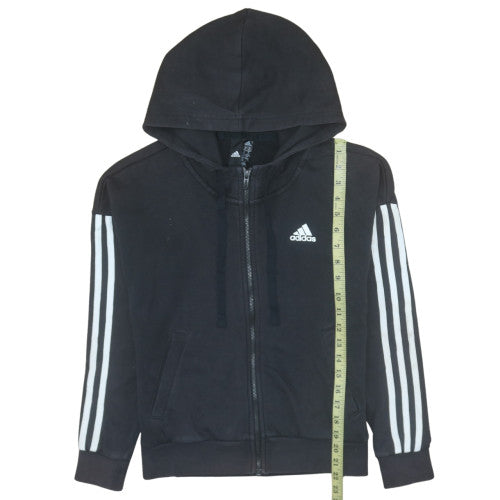 Adidas Womens Black XS Full Zip Hoodie with Logo & Pockets