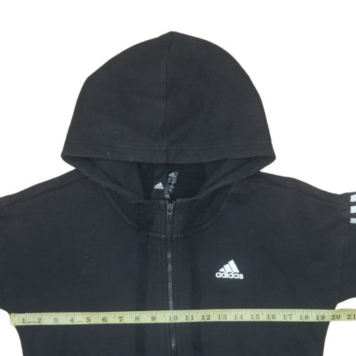 Adidas Womens Black XS Full Zip Hoodie with Logo & Pockets