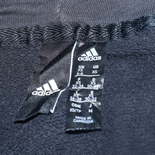 Adidas Womens Black XS Full Zip Hoodie with Logo & Pockets