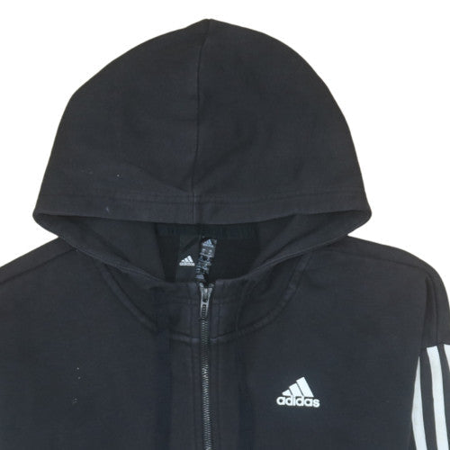 Adidas Womens Black XS Full Zip Hoodie with Logo & Pockets