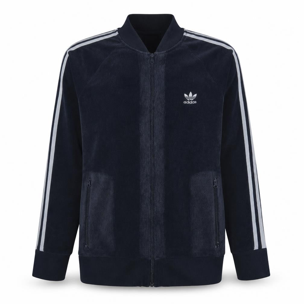Front view of Adidas Men's Black Track Jacket, size M, Full Zip Sportswear