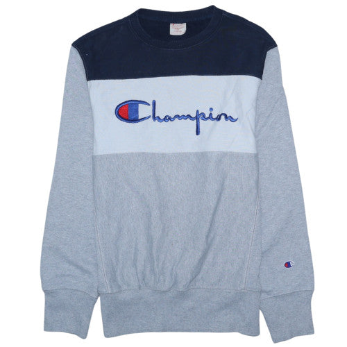 Champion Men's Grey Reverse Weave Embroidered Logo Sweatshirt Large