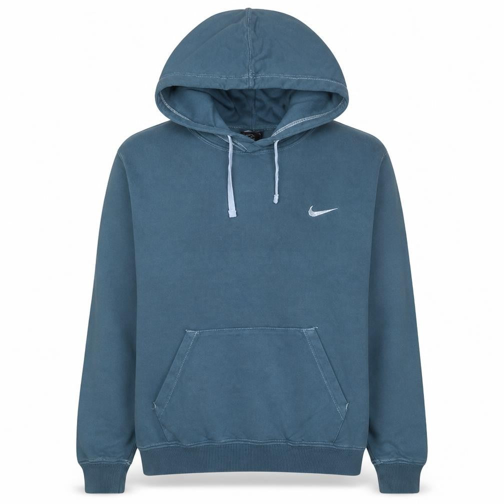 Front view of Nike Women Blue Pullover Hoodie M Cotton Blend Casual Sweatshirt