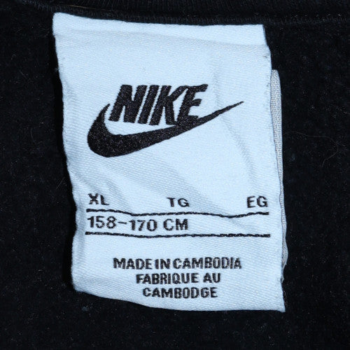 Nike Boys Black XL Pullover Sweatshirt with Logo Detail