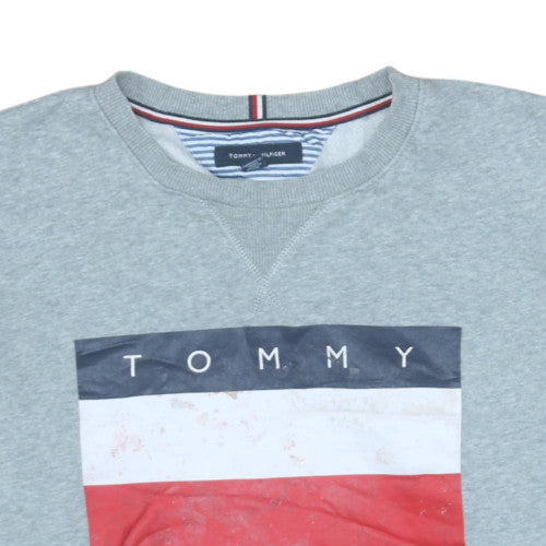 Tommy Hilfiger Men’s Grey 2XL Pullover Logo Sweatshirt