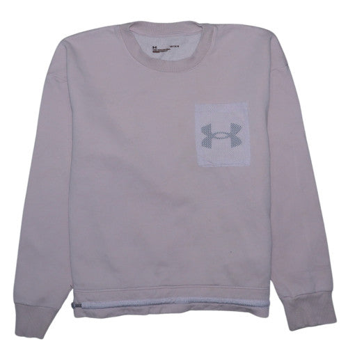 Under Armour Womens Beige Pullover Sweatshirt L Loose Fit Logo Pocket