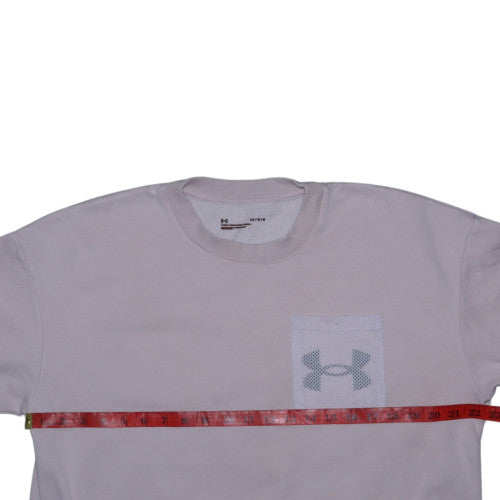 Under Armour Womens Beige Pullover Sweatshirt L Loose Fit Logo Pocket