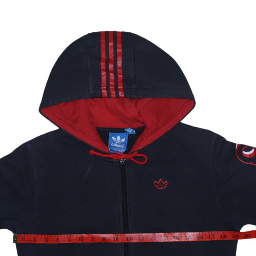 Adidas Men's Blue XS Full Zip Hoodie with Red Logo Detailing