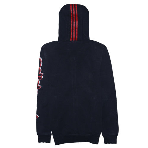 Adidas Men's Blue XS Full Zip Hoodie with Red Logo Detailing