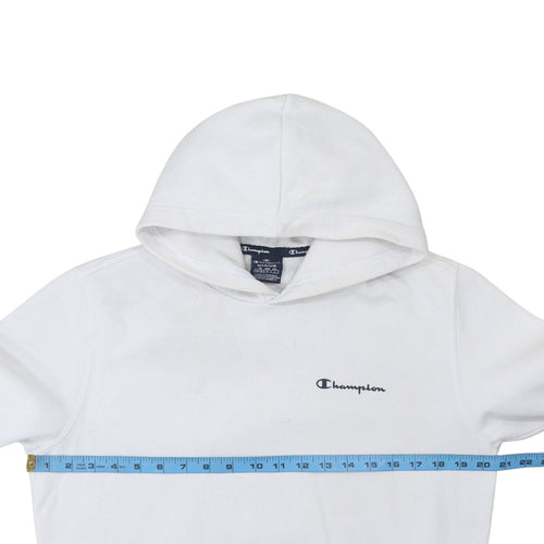 Champion Men’s White Hoodie Medium Pullover Logo Fleece Sweatshirt